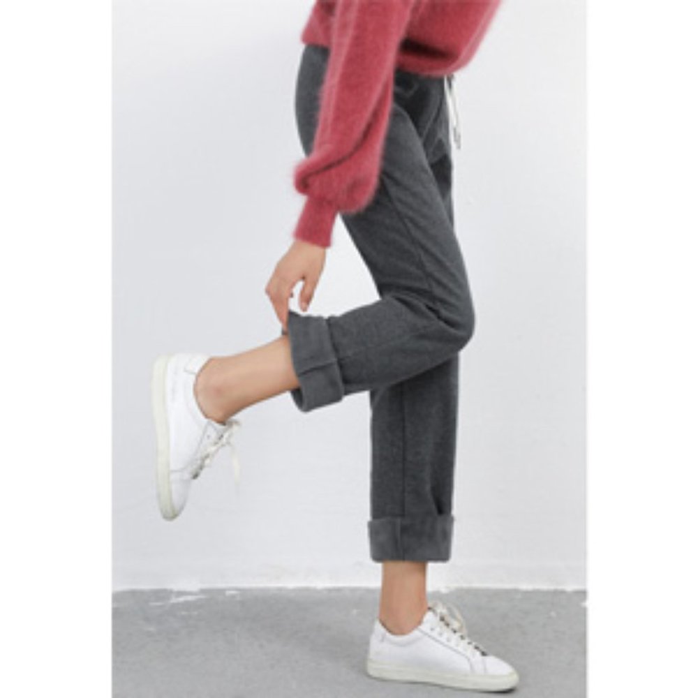 Warm Fleece Lined Open Bottom Cotton Sweatpants - Picture 4 of 5
